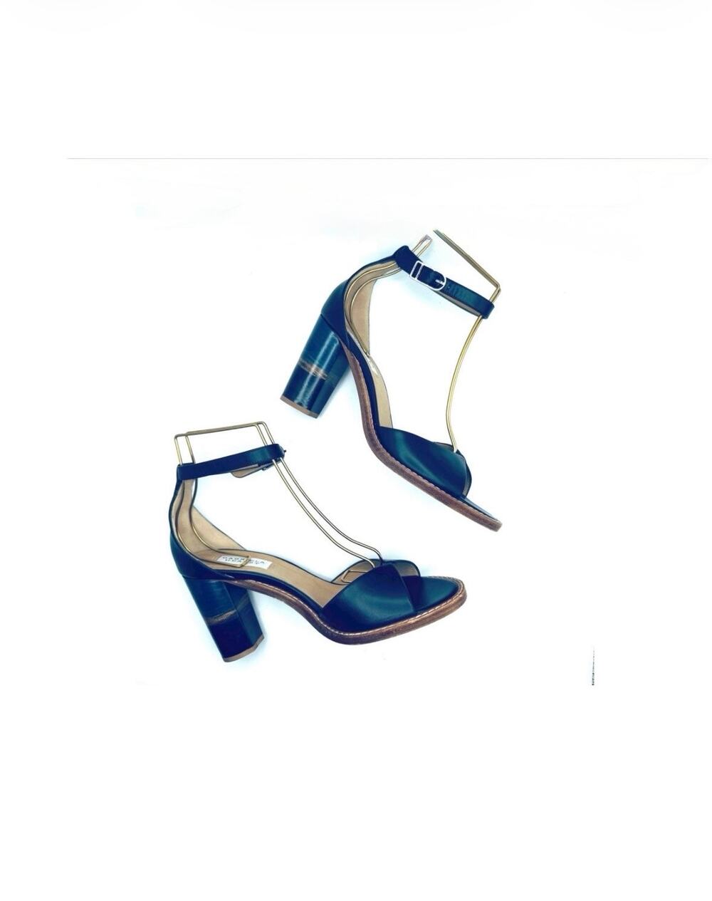 Gabriela Hearst Navy Blue Heeled Sandals Designer Strappy Summer Heels EU 40